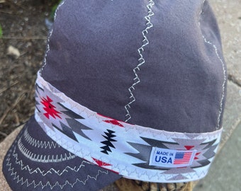 Tucson - white decorative stitching- gray beanie - 100% Cotton Welding Cap- made to order