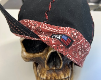 Black Bandana Banders - RUST- decorative stitching will vary -  made to order - reversible- pre washed- soft and durable cotton fabric