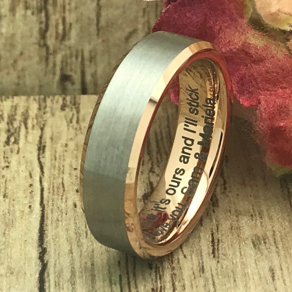 6mm/3mm Tungsten & Titanium Wedding Ring,His and Hers Eternity Wedding Ring Band, Personalize Engrave Promise Ring, Couples Ring Sets TCR672