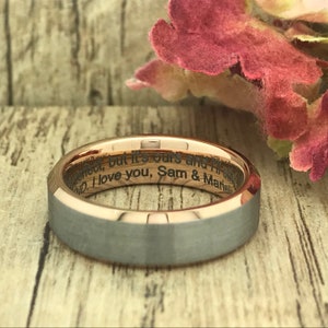 Anillo de boda de tungsteno y titanio de 6 mm/3 mm, banda de anillo de boda de eternidad para él y para ella, anillo de promesa grabado personalizado, conjuntos de anillos para parejas TCR672 imagen 5