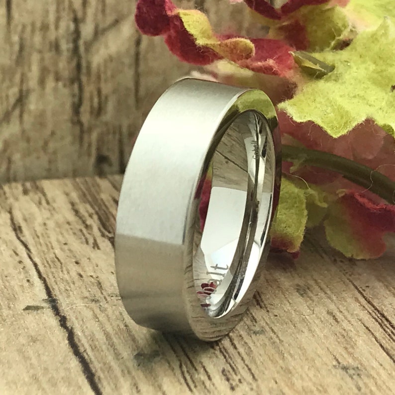 Cobalt Ring Comfort Fit Ring, Personalized Engrave Cobalt Wedding Band Cobalt Chrome Wedding Ring 6mm Cobalt Chrome Ring