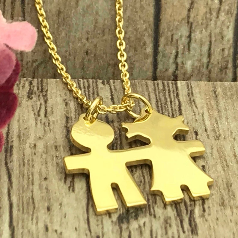 Boy and Girl Necklace Personalized Necklace Initial Etsy