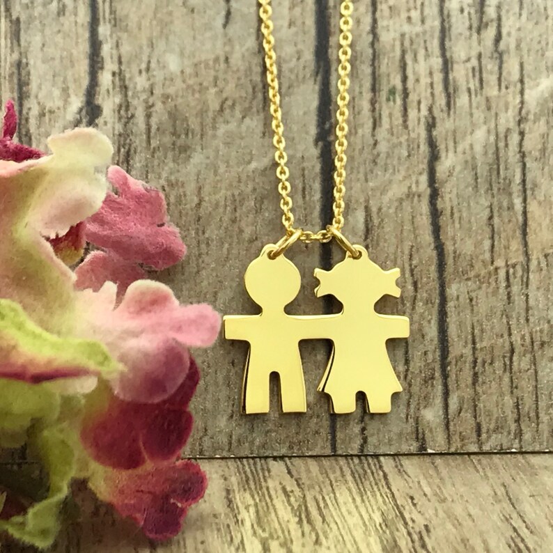 Boy and Girl Necklace Personalized Necklace Initial Etsy