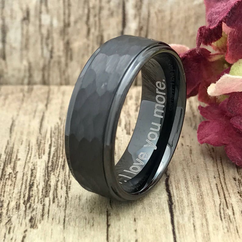 8mm Tungsten Ring Personalized Engrave Tungsten Wedding Ring Etsy
