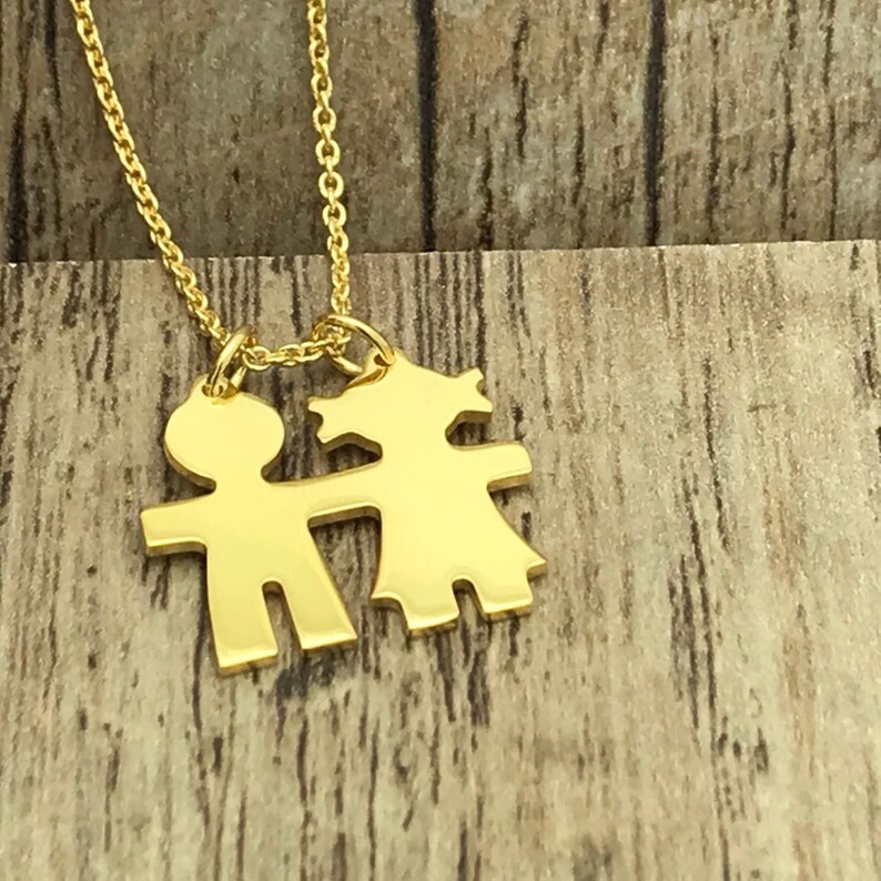 Boy and Girl Necklace Personalized Necklace Initial Etsy