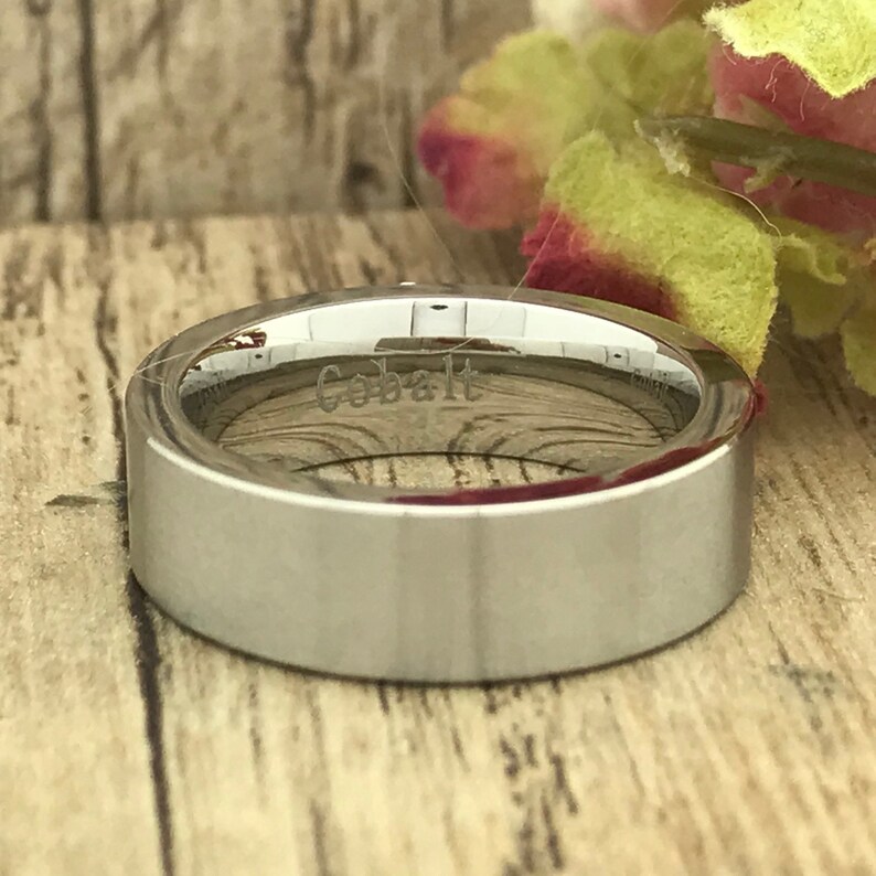 Cobalt Ring Comfort Fit Ring, Personalized Engrave Cobalt Wedding Band Cobalt Chrome Wedding Ring 6mm Cobalt Chrome Ring