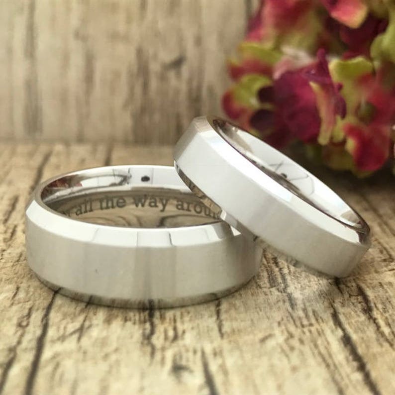 8mm/6mm Titanium Wedding Rings His and Her Personalize Etsy