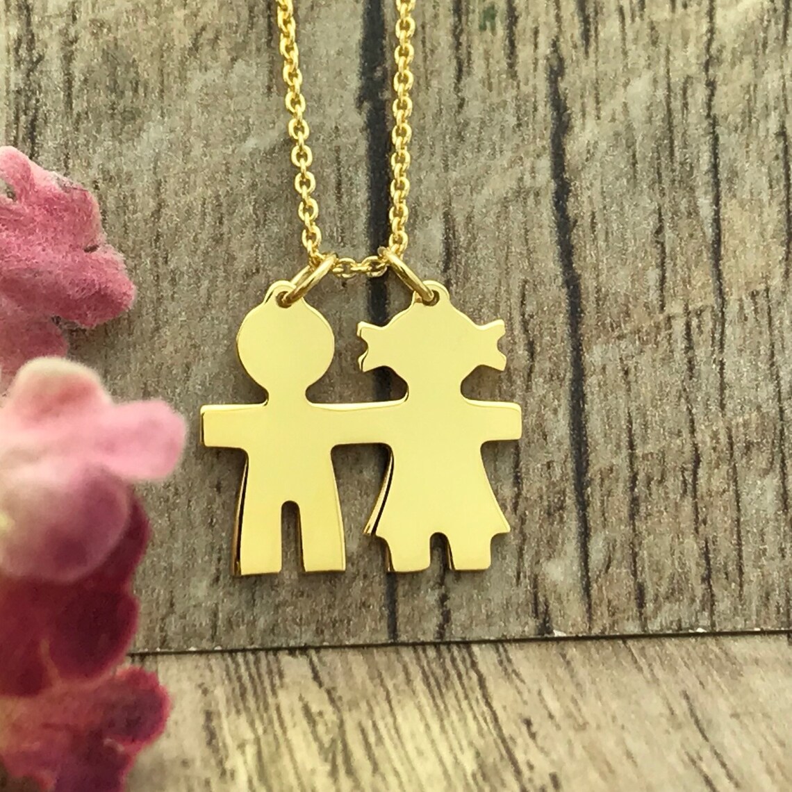 Boy and Girl Necklace Personalized Necklace Initial Etsy