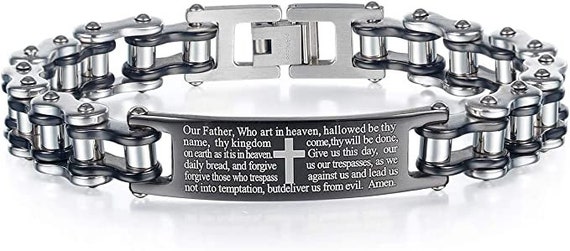 Crucible Men's Stainless Steel Lord's Prayer ID Plate Rubber Bracelet - The  Art of the Icon