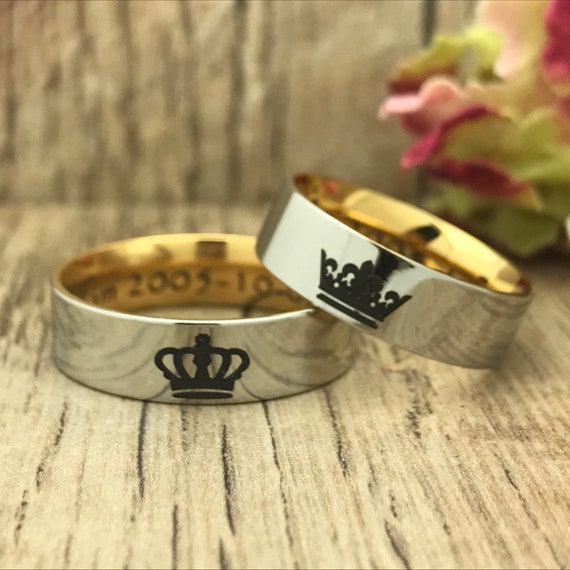 Diamond King and Queen Couple Rings Wedding Set His Her Gold | Couple  wedding rings, Wedding ring sets, Queen rings
