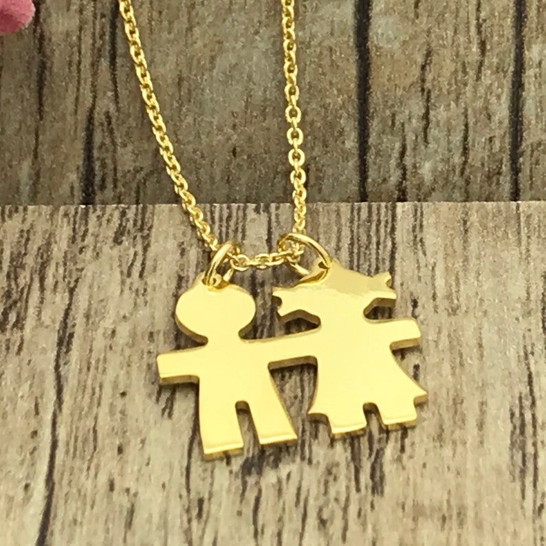 Boy and Girl Necklace Personalized Necklace Initial Etsy
