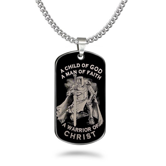 Dog Tag Necklace Men's Black Stainless 