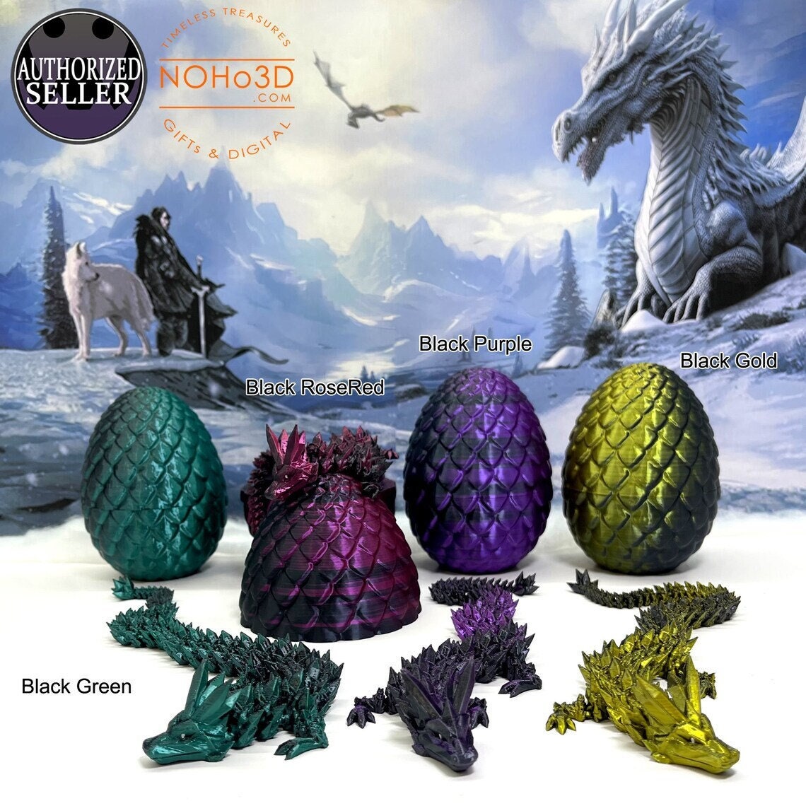 Dragon and Dragon Egg Set, 3D Crystal Dragon Fidget Toy for Autism