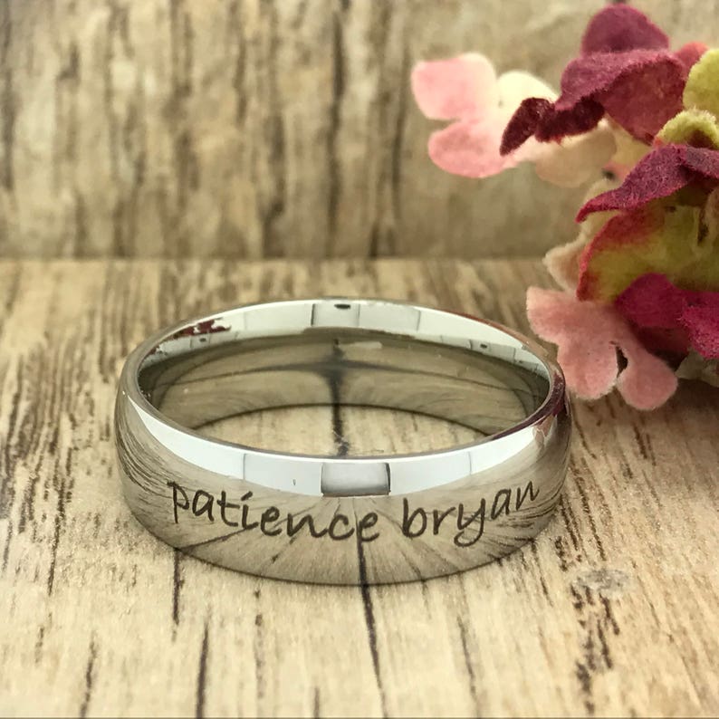 8mm Personalized Engrave Stainless Steel Wedding Ring Promise Etsy
