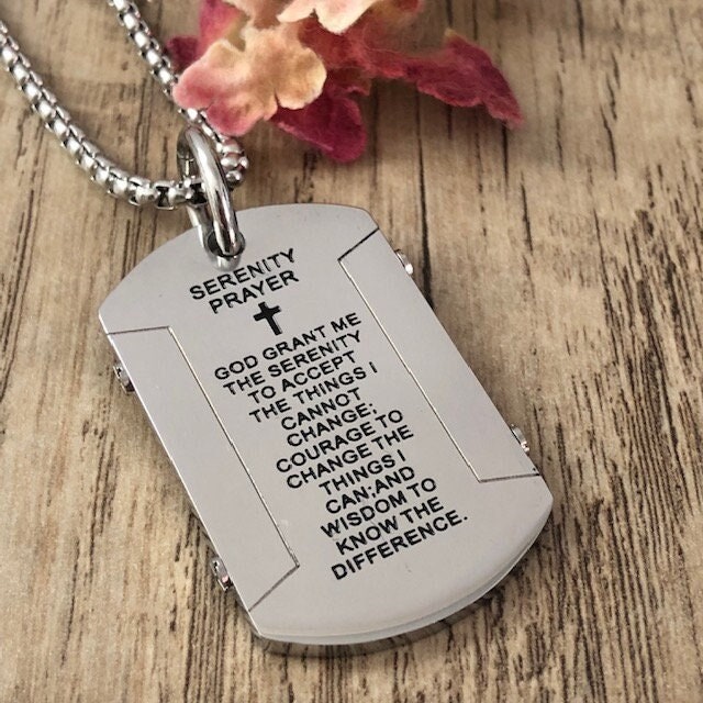 Dog Tag Necklace Personalized Serenity Prayer Necklace stainless