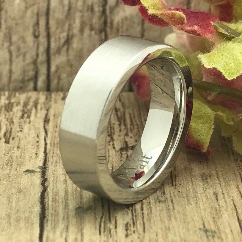 Cobalt Ring Comfort Fit Ring, Personalized Engrave Cobalt Wedding Band Cobalt Chrome Wedding Ring 6mm Cobalt Chrome Ring