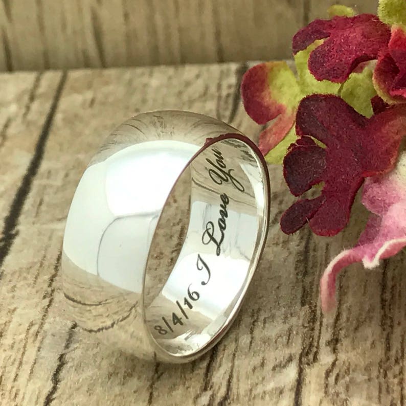 8mm Personalized Engrave Stainless Steel Wedding Ring Promise Etsy