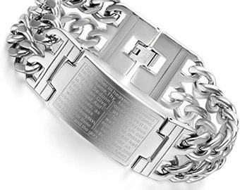 9 Inches Men's Bracelet Personalize Stainless Steel ID Bracelet Lord's Prayers Bracelet, Name Bracelet Men's Stainless Steel bracelet SSB236