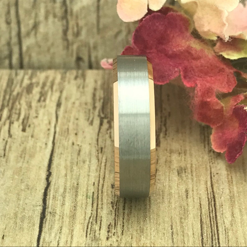 Anillo de boda de tungsteno y titanio de 6 mm/3 mm, banda de anillo de boda de eternidad para él y para ella, anillo de promesa grabado personalizado, conjuntos de anillos para parejas TCR672 imagen 4