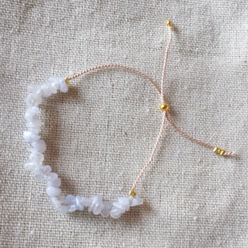 Summers Day Lace Agate Bracelet Blue Lace Agate Beaded Bracelet Gemstone Bracelet Healing Bracelet Silk Rope Bracelet