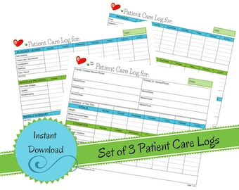 Weekly In Home Patient Care Log - Elderly Home Care - Patient Care Chart - Patient Care Documentation - Patient Care Report-Instant Download