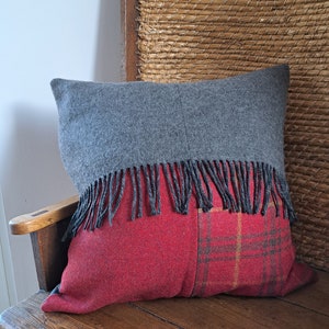 Fringed tartan 20&quot; x 20&quot; cushion cover
