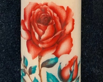 Single Red Rose Wood Lighter Case // Wood Lighter Case