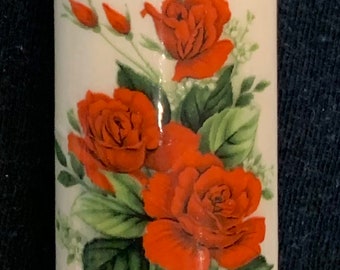 Handcrafted Red Roses Wood Lighter Case