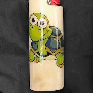 Dessin animé Tortue Bois Étui plus léger // Étui plus léger en bois