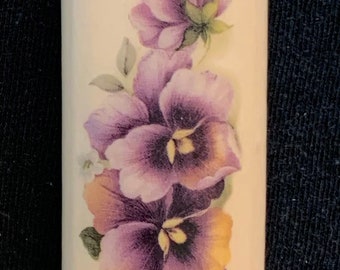 Purple Pansy Floral Wood Lighter Case // Wood Lighter Case