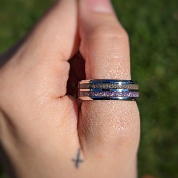 Double Channel Memorial Ring, Pet Ashes Ring, Pet Loss, Cremation Ring, Pet Memorial, Ashes Jewelry, Hair Jewelry, Fur Jewelry