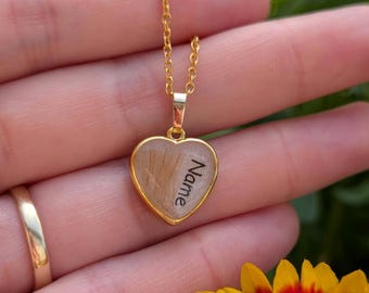 Gold Heart Locket: Hair or Fur Memorial Keepsake - Custom Colors - With Name or Initials