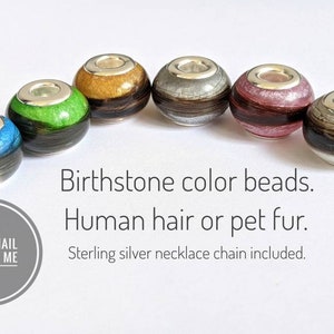 Hair Necklace, European Bead, Hair Locket, Fur Necklace, Pandora, Hair Memorial, Fur, Locket, Bead, Birthstone, Fur Keepsake, Hair Keepsake