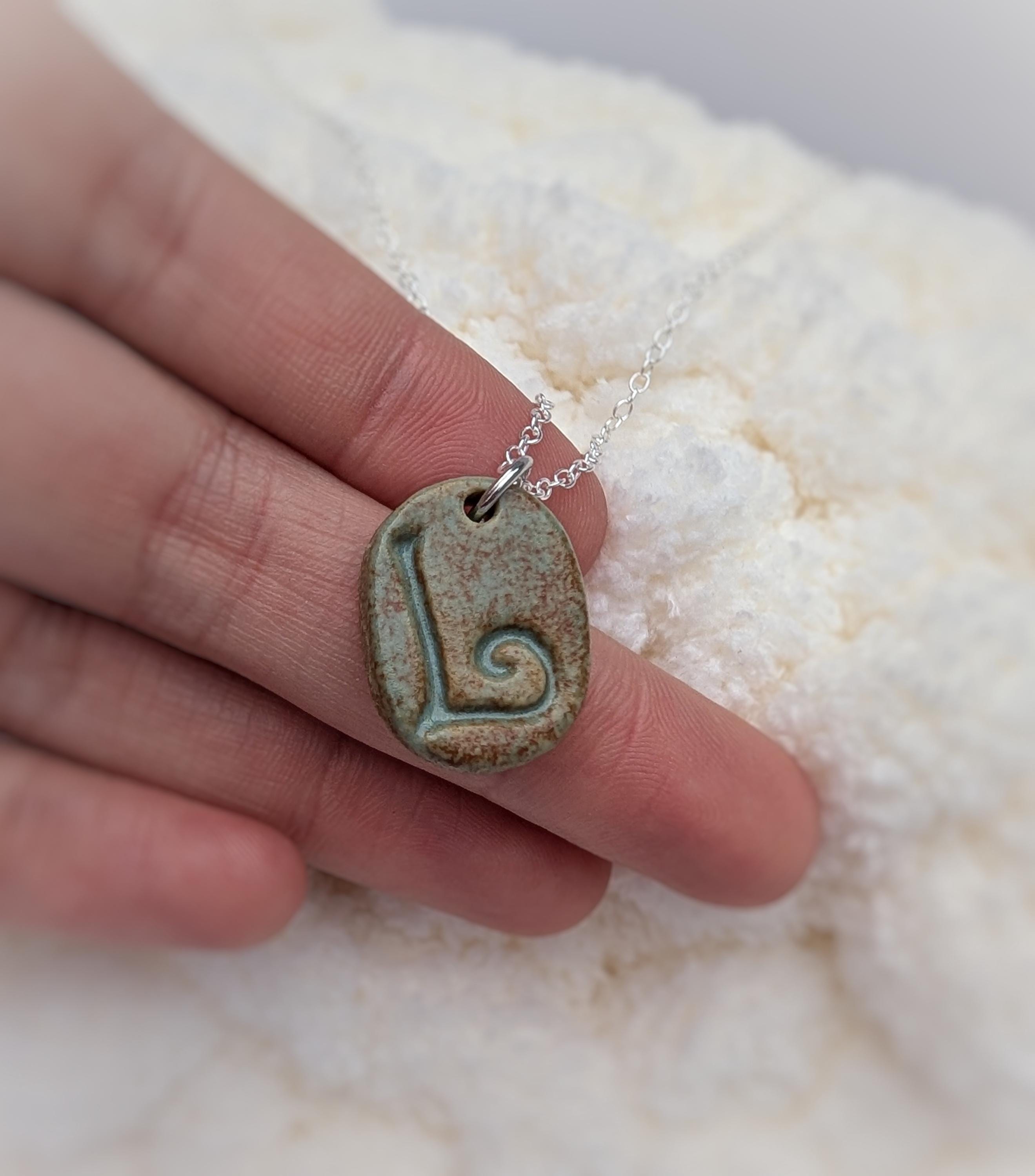 Pet Cremation Pendant: Hand-Sculpted Ceramic Ashes Necklace with Initial. Memorial Necklace Keepsake. Non-Resin & Eco-Friendly