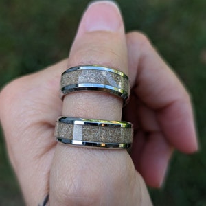 Memorial ring for pet cremation ashes. Jewelry made with pet ashes or fur. Stainless steal. Custom colors. Engraved options. Men&#39;s and women