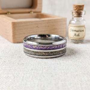 Pet Memorial Ring. Made with pet cremation ashes and custom colors.  Engraving available.