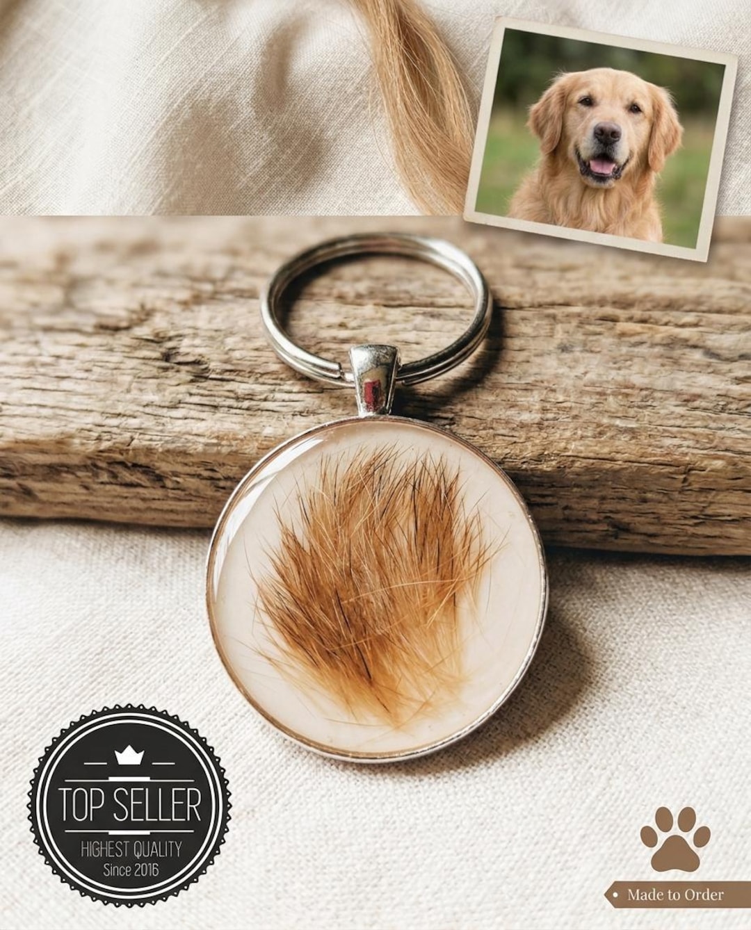 Pet Memorial Keychain. Custom Remembrance Keepsake Made With Hair