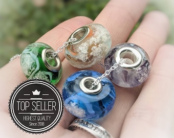 Pet Cremation Glass Bead Charm: Keepsake Jewelry with Ashes (20mm Donut)