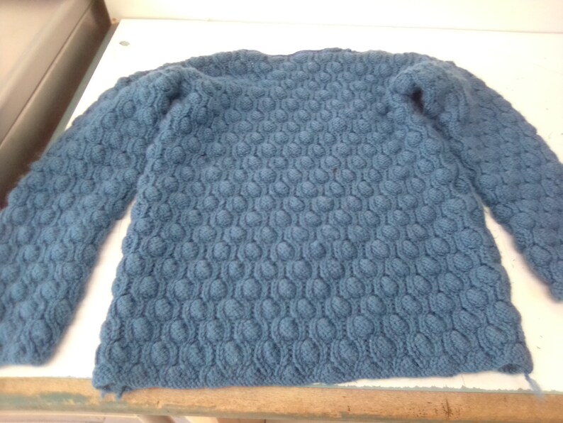 Tunique en laine bleue à motifs géométriques pour fillette de 10 ans image 1