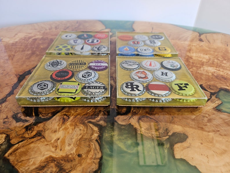 Resin and Beer Bottle Cap Coasters set 0f 4 image 4