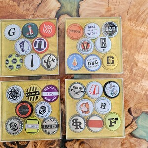 Resin and Beer Bottle Cap Coasters set 0f 4 image 2