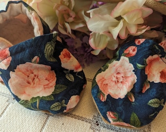 Floral Baby Booties, Pink Roses, Soft Sole Crib Shoes