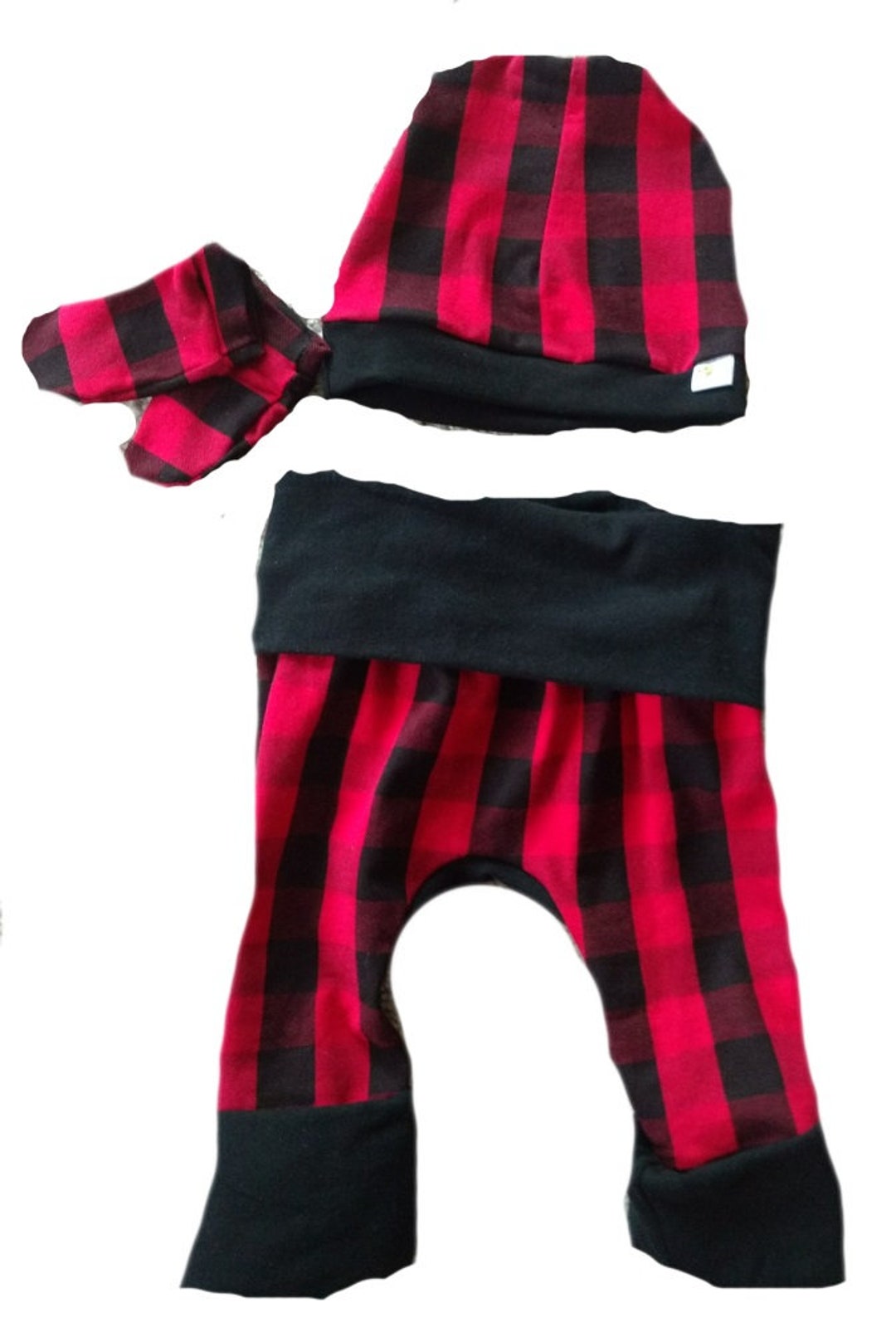 Maxaloones, Newborn Set, Red Buffalo Plaid, Baby Hospital Outfit