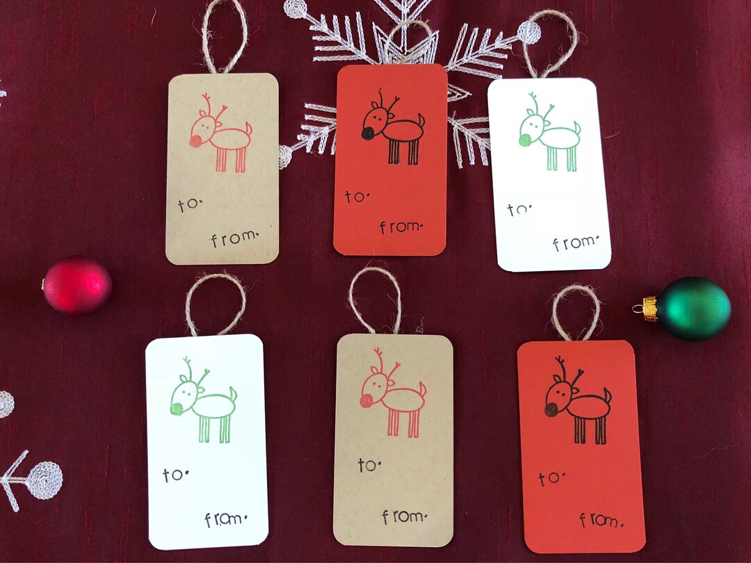 Handmade Reindeer Gift Tags - Set of Six (6) - Etsy