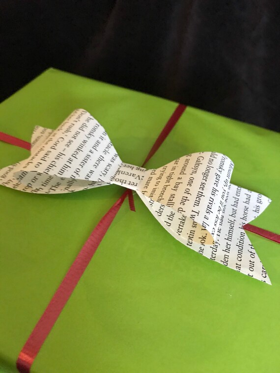 Book Page Paper Gift Bows Set of 5 Etsy