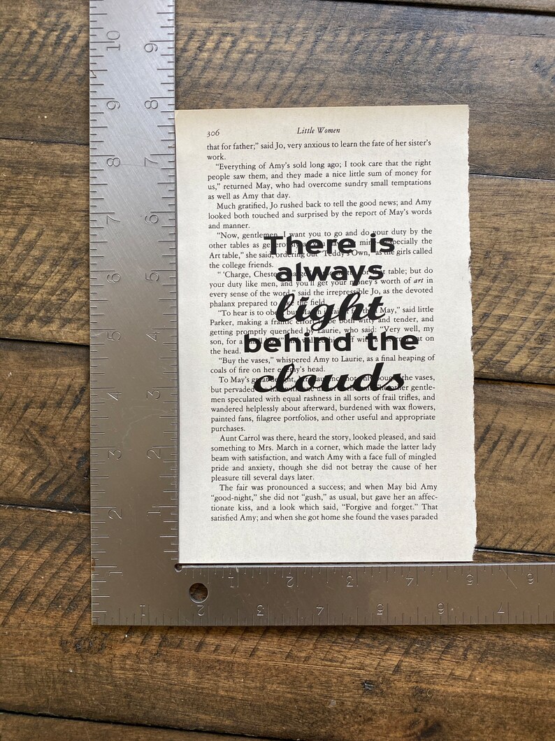 Little Women Book Quote Art: There is always light behind the clouds image 4