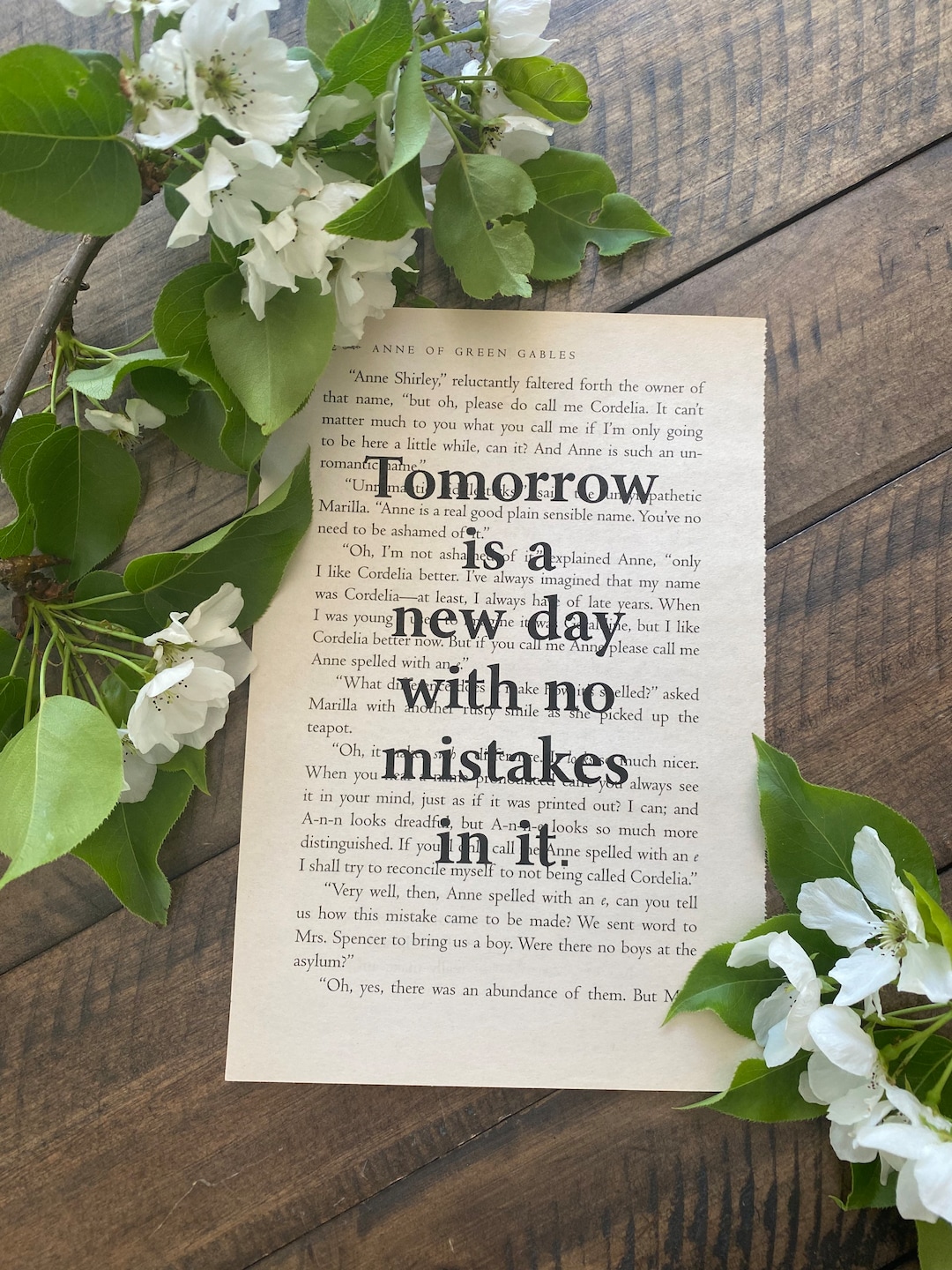 Anne of Green Gables Book Quote Print Tomorrow is a New Day With No