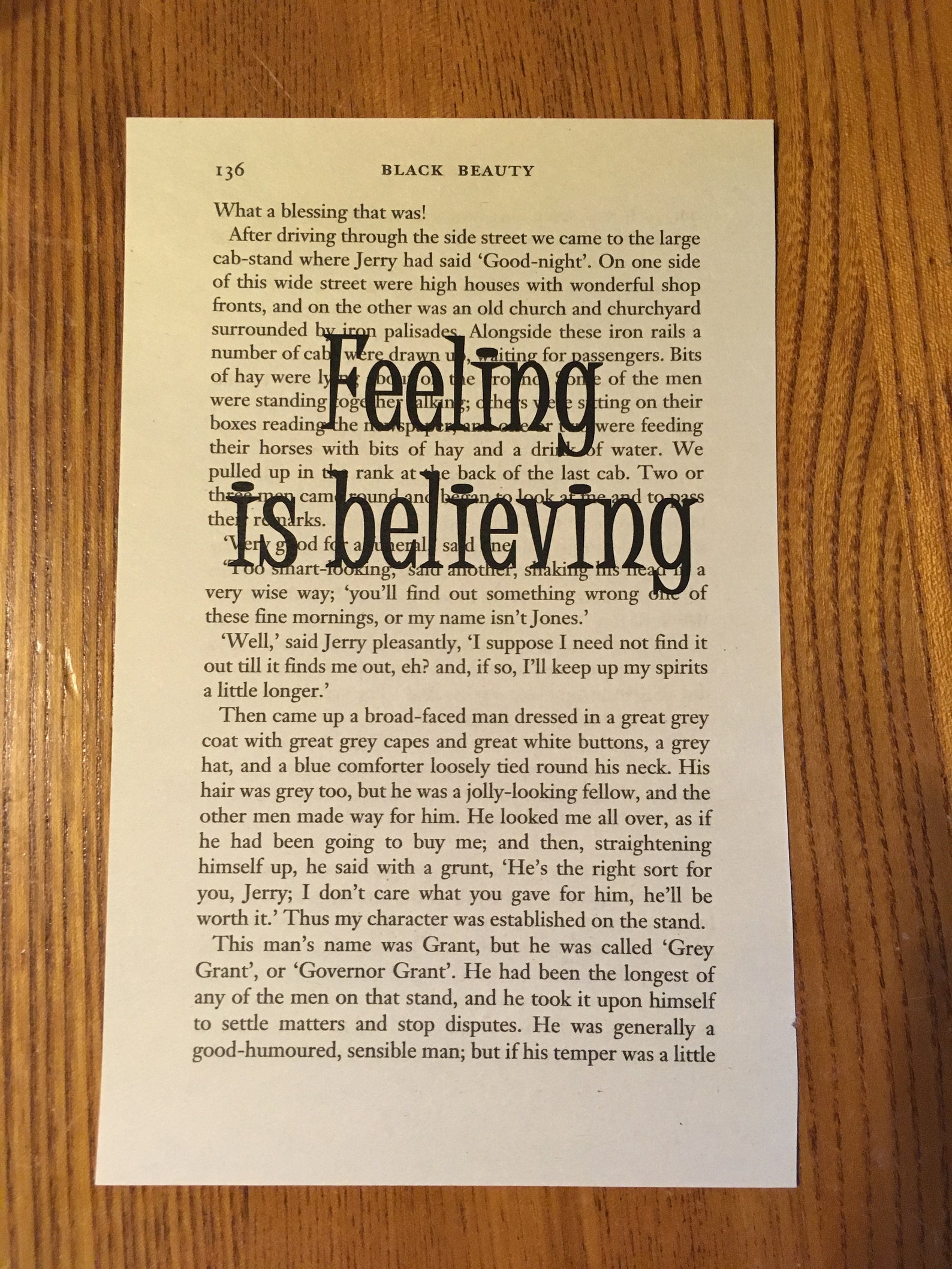 Black Beauty Book Quote Feeling is Believing Etsy