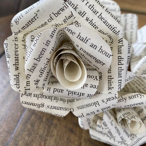 Book Page Flowers - Six Flowers on Wooden Stems