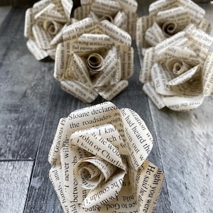 Book Page Flowers - Six Stemless Upcycled Flowers
